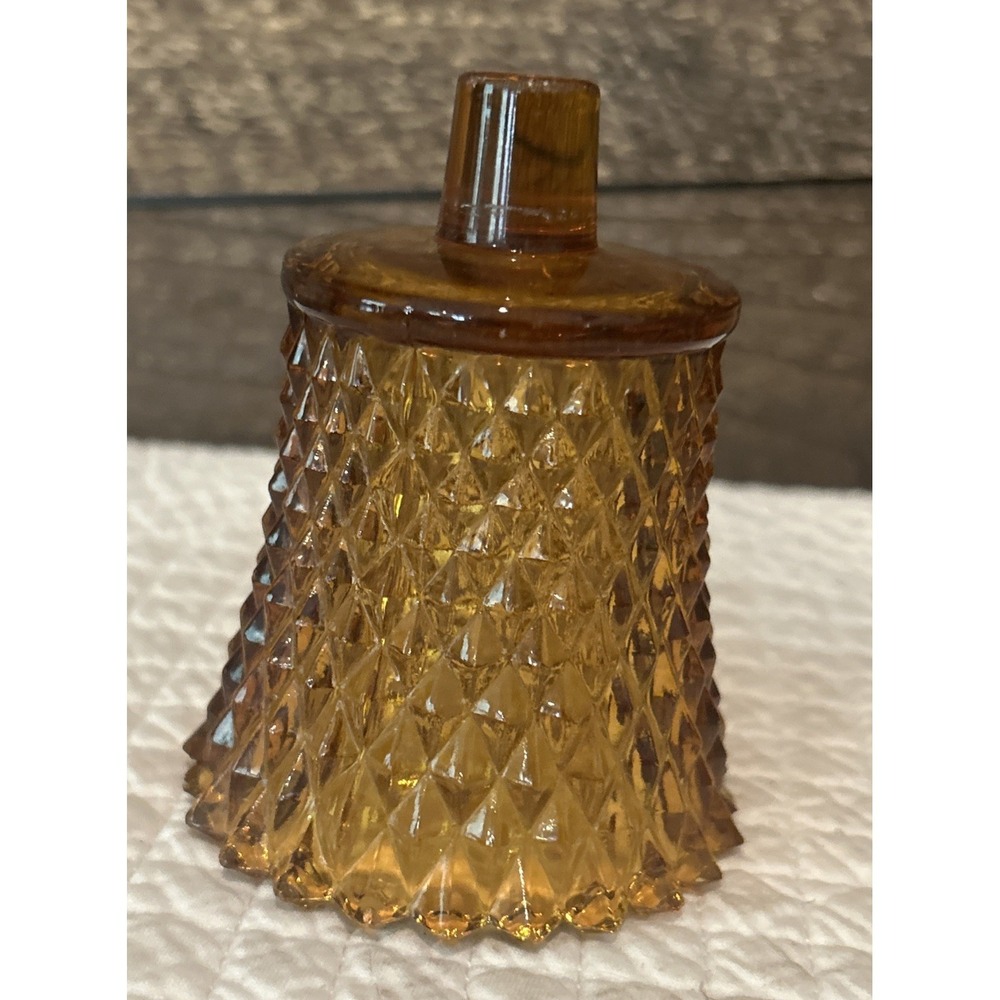 Homco Amber‎ Diamond Point Peg Glass Votive Tealight Candle Holder